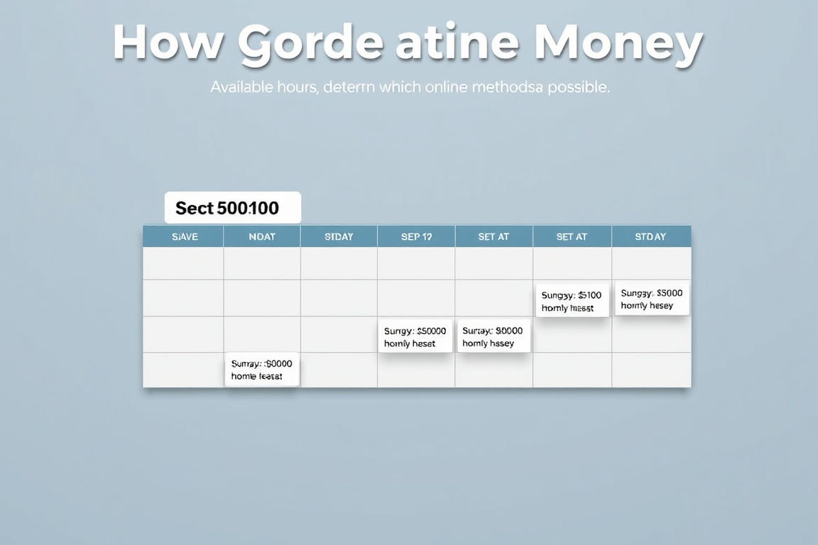 Calendar showing daily income targets divided into hourly rates.
