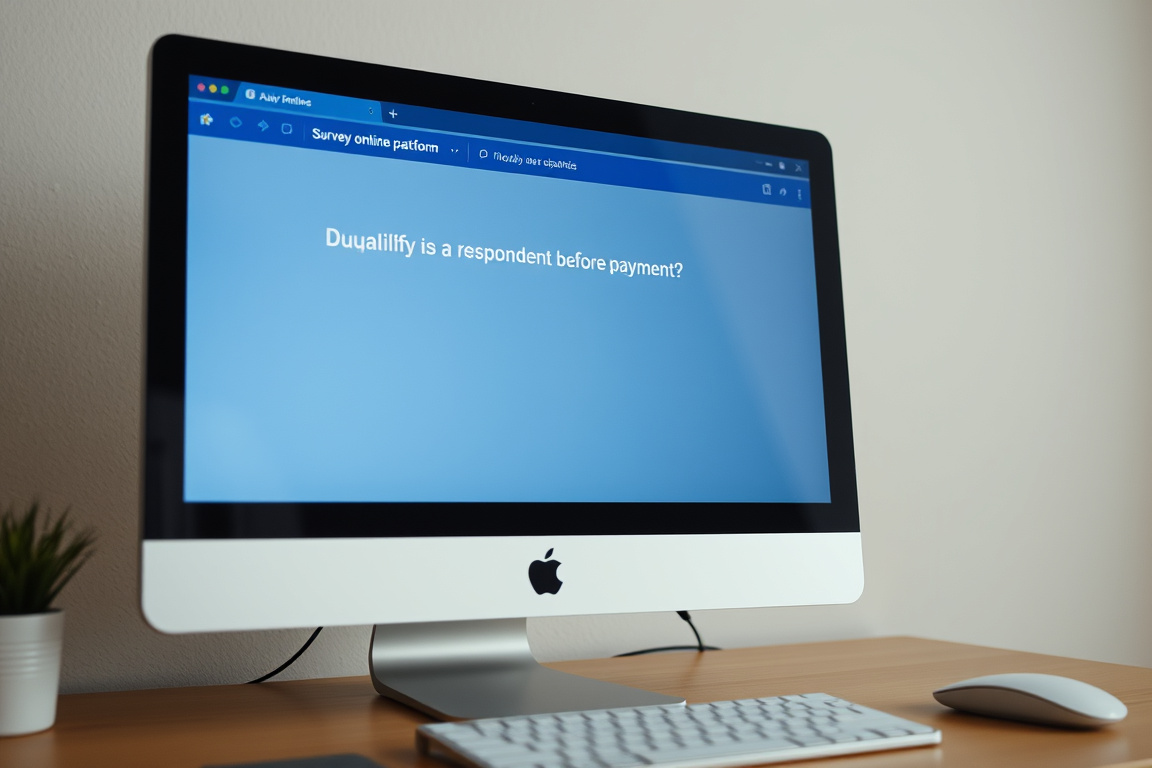 Survey platform with screening question on screen
