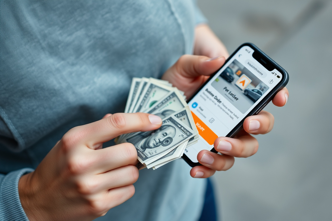 Person checking payment notification on phone