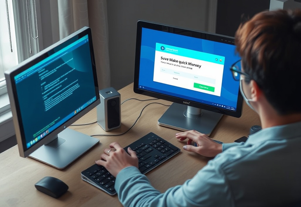 User completing an online survey with payment confirmation