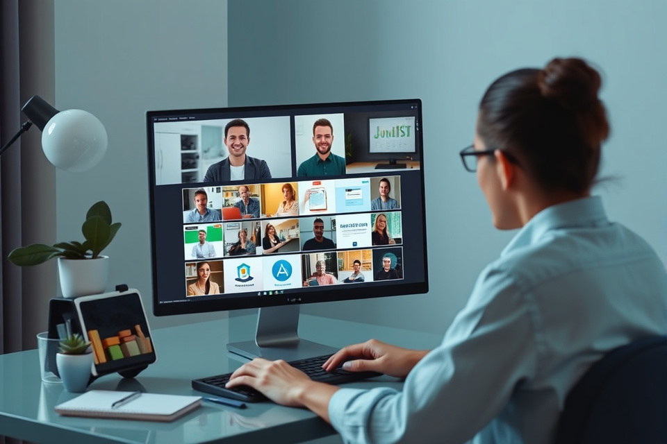 Freelancer in a video call discussing a project with a client