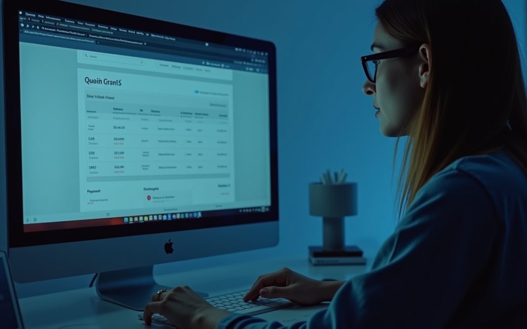 Person at computer checking earnings on an online task platform