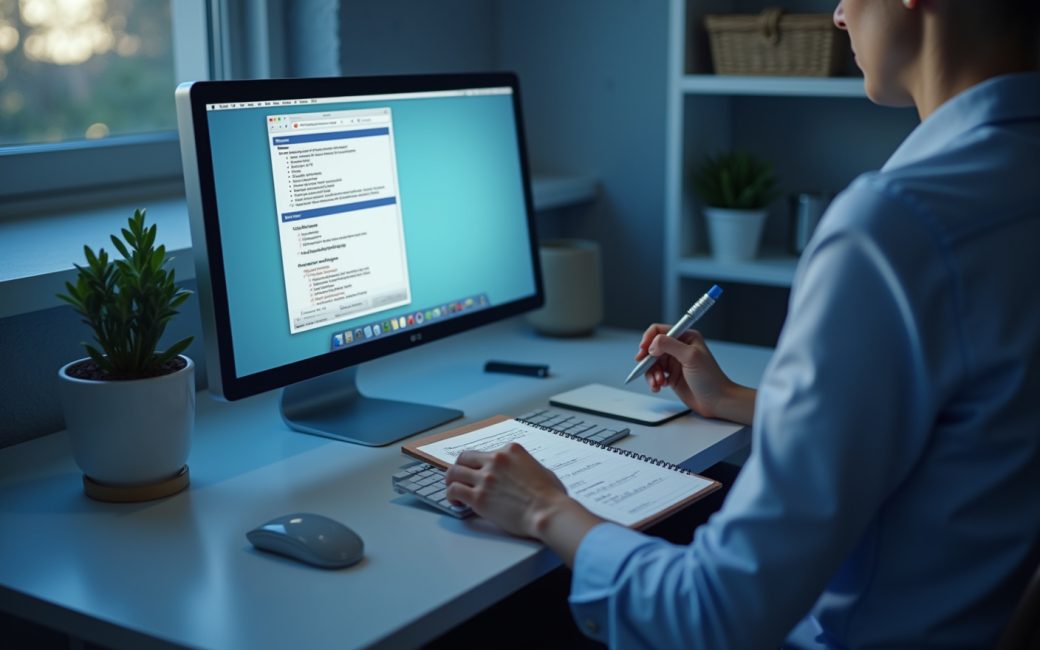 Person at computer completing an online survey form